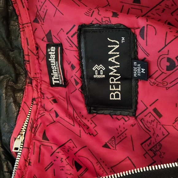 BERMANS 100% COWGIRL LEATHER JACKET.  THINSULATED ZIP VEST REMOVAL - Picture 14 of 14